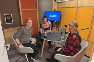 Markéta s Tomášem Klusem během nahrávání podcastu